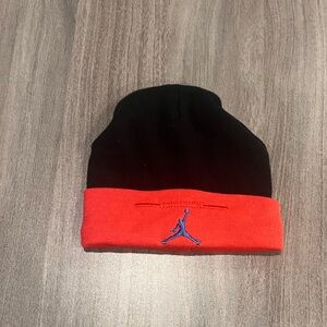 Jordan Baby Beanie – Black & Red (0–6 Months)